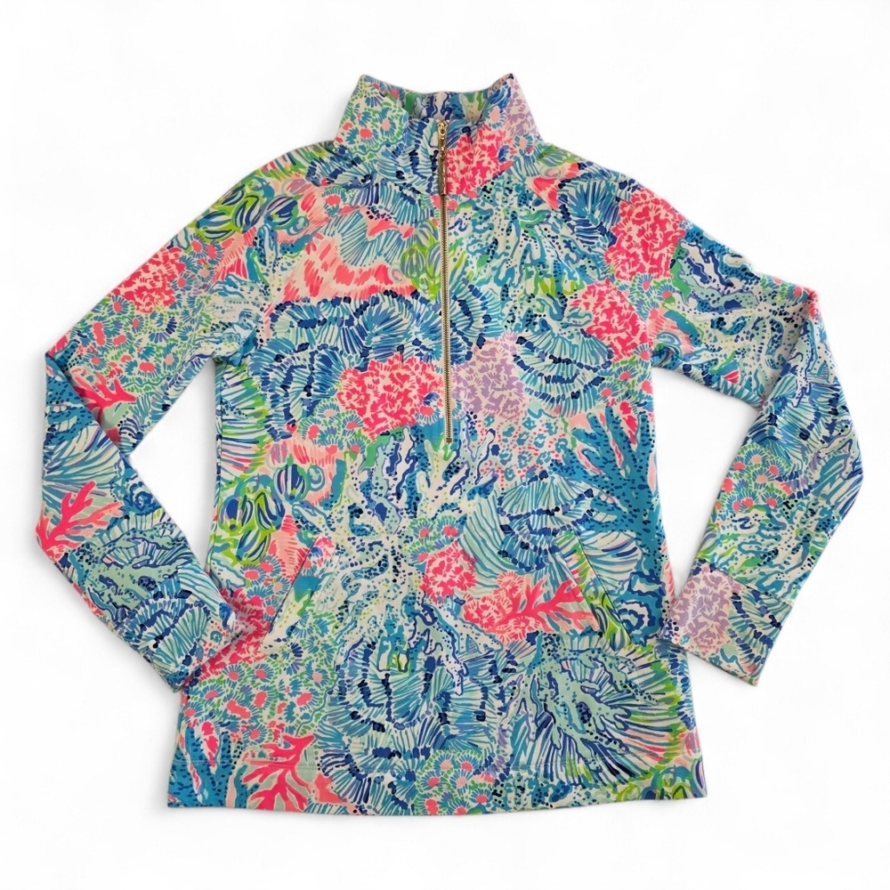 Lilly Pulitzer Skipper Popover UPF 50+ Coral Reef Print Women XS Summer Coastal